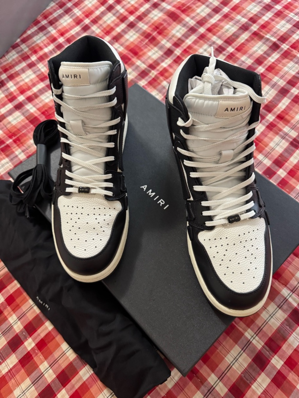 AMIRI Black and White High-Top Leather Sneakers - Picture 6 of 7